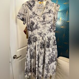 Bernie Dexter Monochrome Toile Dress L